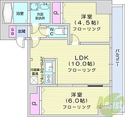 エステラ旭ケ丘 2LDKの間取図画像