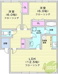 クレール 2LDKの間取図画像