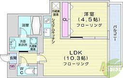レジディア南一条イースト 1LDKの間取図画像