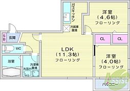 レジェーロ 2LDKの間取図画像