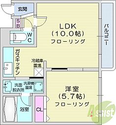 コスモ麻生 1LDKの間取図画像