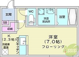 フランジュールあいの里 1Kの間取図画像