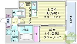 バロンドール 1LDKの間取図画像