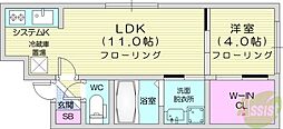 ラグーサN5W17A 1LDKの間取図画像