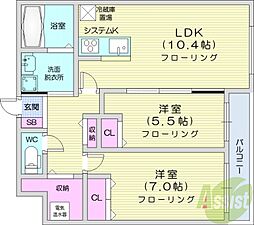 エナコート南円山 2LDKの間取図画像