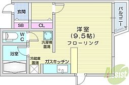 エムズアパートメント 1Kの間取図画像