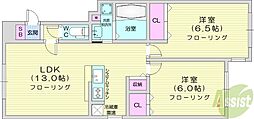 ルミエール椿 2LDKの間取図画像