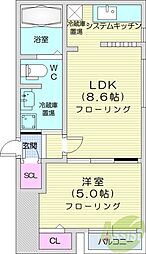 ブランノワールW18エグゼ 1LDKの間取図画像
