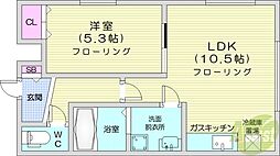 グランメール北1条 1LDKの間取図画像