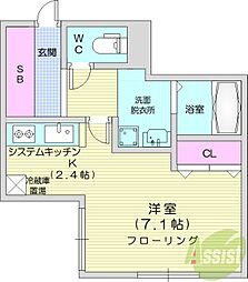 ガーデンストーン西野 1Kの間取図画像