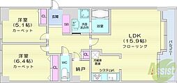 オリエンタルコートオートモ 2LDKの間取図画像