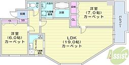 日宝ノール旭ケ丘 2LDKの間取図画像
