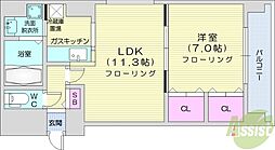 デュアンジュ北円山 1LDKの間取図画像