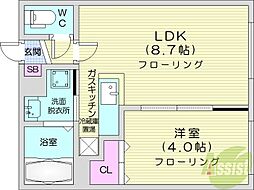 TSUBAKISQUARE静修学園前 1LDKの間取図画像