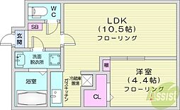 ティファーレ麻生 1LDKの間取図画像