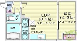 ラフィーネ円山公園・華 1LDKの間取図画像