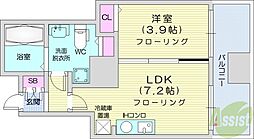 ビッグタワー大通公園 1DKの間取図画像