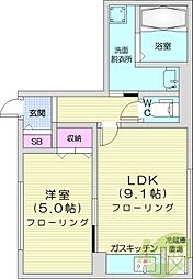 Y2ハイム北19条 1LDKの間取図画像