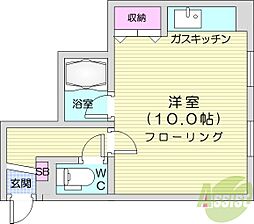 エスポワール16 ワンルームの間取図画像