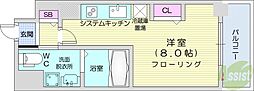 パシフィックタワー札幌 1Kの間取図画像
