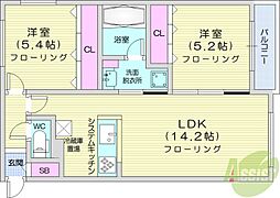 リッシュレーブ 2LDKの間取図画像