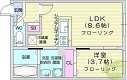 レジデンス円山北 1LDKの間取図画像