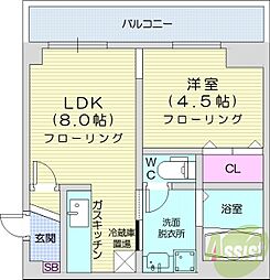 シティテラス南5条 1LDKの間取図画像