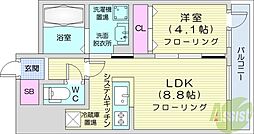 グランカーサ南6条 1LDKの間取図画像