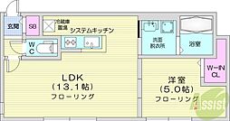 Erice N27 1LDKの間取図画像