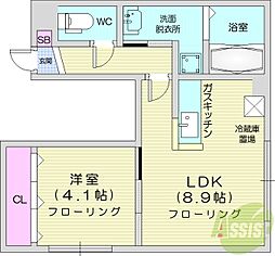 RJASABU2 1LDKの間取図画像
