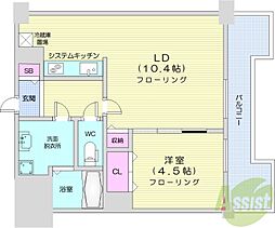 UURコート札幌北三条 1LDKの間取図画像