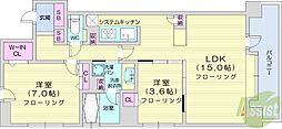 ラクラッセ札幌ステーションスクエア 2LDKの間取図画像