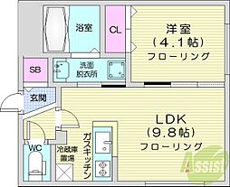ALPHA山鼻 1LDKの間取図画像