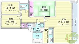 パシフィック近代美術館前 3LDKの間取図画像