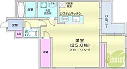 ワールドヒルズサッポロ ワンルームの間取図画像