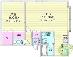 グリーンコート木元 1LDKの間取図画像