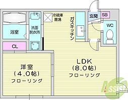 Msena北38条 1LDKの間取図画像
