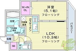 ARKNEST円山 1LDKの間取図画像