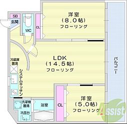 ピノグローブ伏見 2LDKの間取図画像