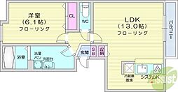 サンライズ 1LDKの間取図画像
