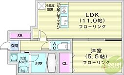 マストライフ南4条 1LDKの間取図画像