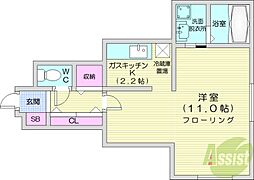プレステージ札幌 1Kの間取図画像