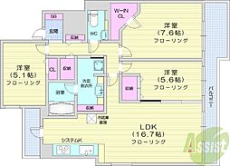 シティハウス札幌大通東 3LDKの間取図画像