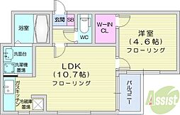 ヘリテージ北42 1LDKの間取図画像