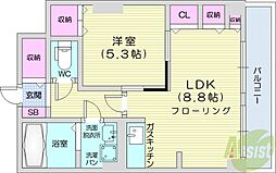 レジデンスカープ札幌 1LDKの間取図画像