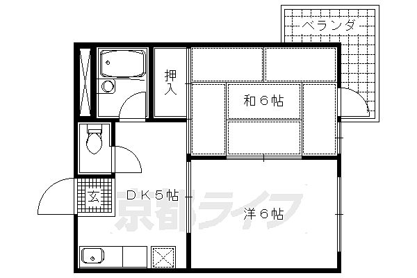 サンバリエ太秦 602｜京都府京都市右京区太秦下刑部町(賃貸マンション2DK・6階・34.62㎡)の写真 その2