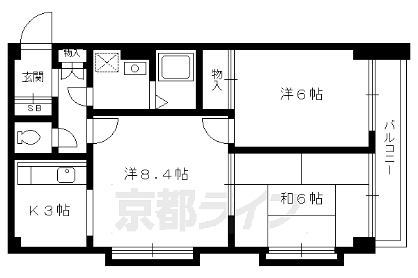 カディコート 102｜京都府京都市左京区岩倉長谷町(賃貸マンション2LDK・1階・54.00㎡)の写真 その2