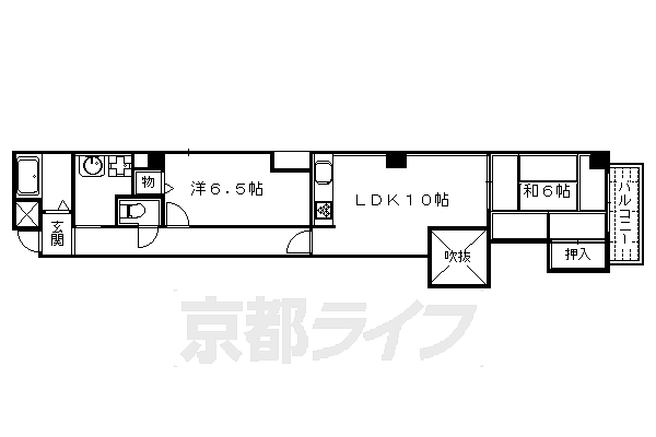 京都府京都市中京区上樵木町(賃貸マンション2LDK・5階・52.00㎡)の写真 その2