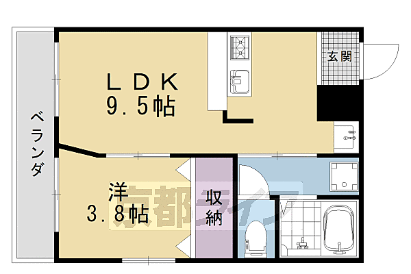 あゆま邸 208｜京都府京都市北区衣笠東開キ町(賃貸マンション1LDK・2階・32.24㎡)の写真 その2