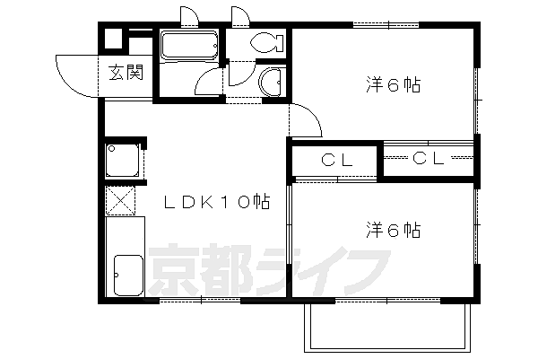 メゾンエスポアール 201｜京都府京都市左京区岩倉南池田町(賃貸アパート2LDK・2階・46.00㎡)の写真 その2